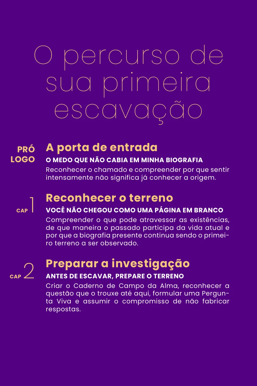 Página interna com o percurso da primeira escavação